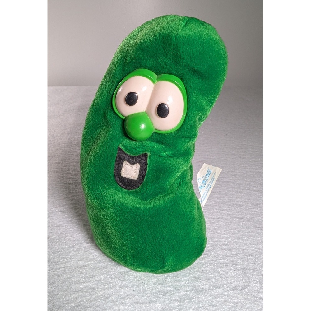 Vintage 1998 VeggieTales Larry the Cucumber 7" Bean Bag Plush Lyrick Studios